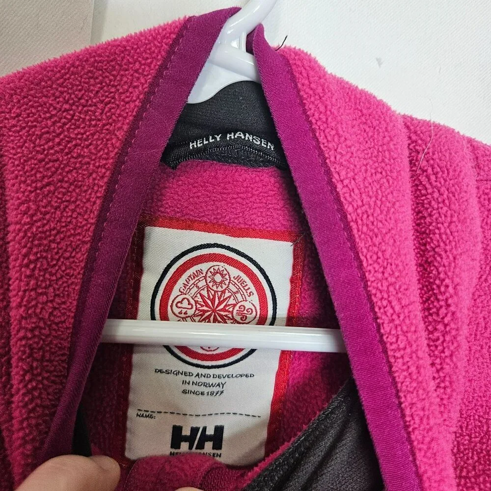 Helly Hansen Pink Fleece Jacket 100% Polyester Full Zip Thumbholes Sz 9‎ 9 years